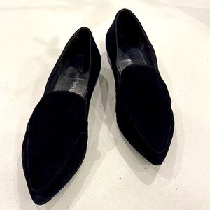 Stuart Weitzman Black Suede Pointed Toe Loafers
